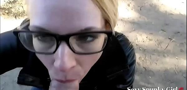  Christmas Outdoor Blowjob  Cum on My Glasses